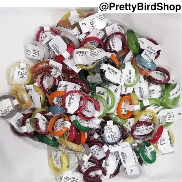 100 RINGS resale bundle mixed stone glass hematite NEW - Picture 5 of 13